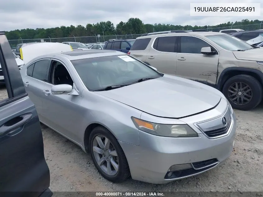 2012 Acura Tl 3.5 VIN: 19UUA8F26CA025491 Lot: 40080071