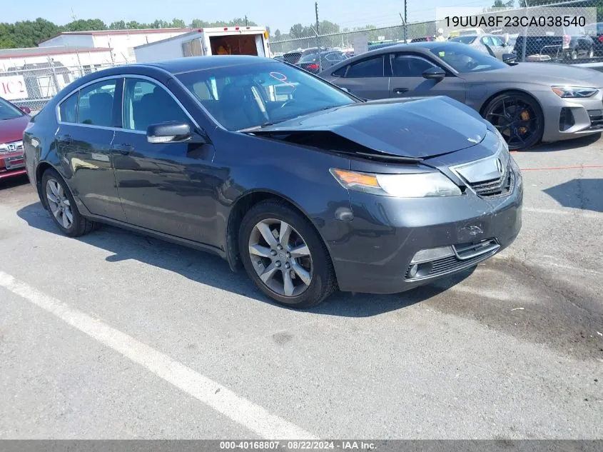 2012 Acura Tl 3.5 VIN: 19UUA8F23CA038540 Lot: 40168807