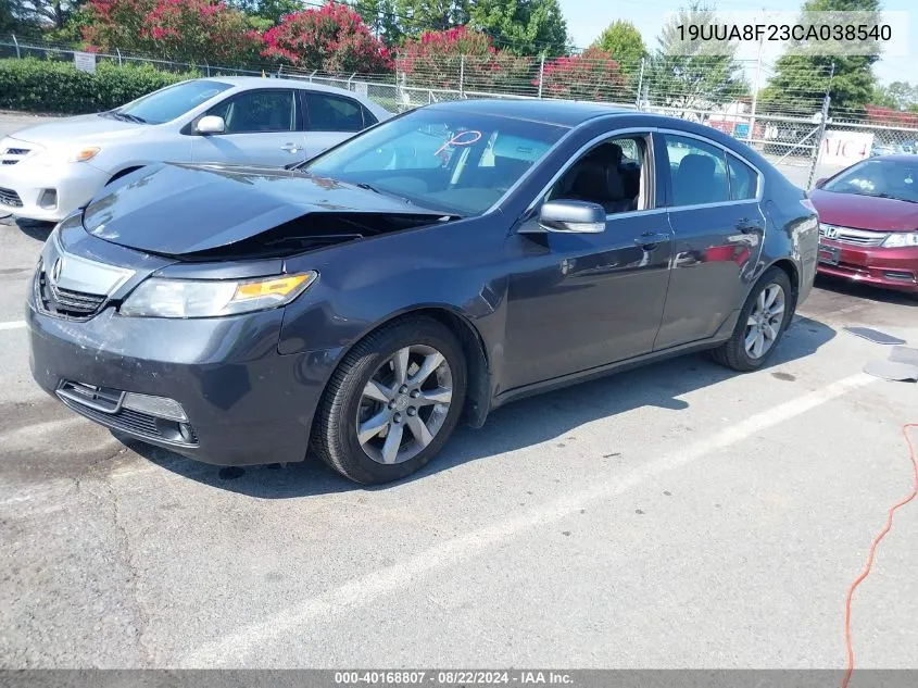 2012 Acura Tl 3.5 VIN: 19UUA8F23CA038540 Lot: 40168807