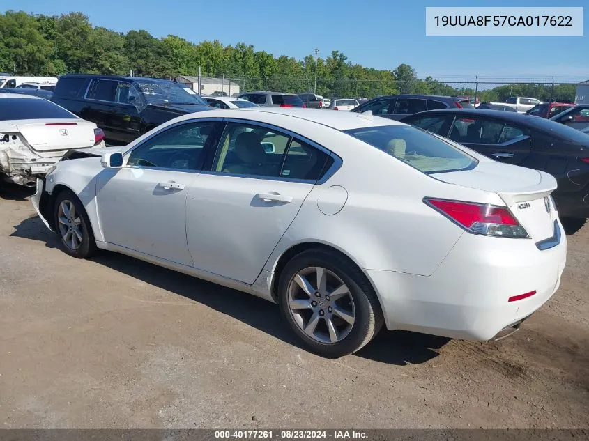 2012 Acura Tl 3.5 VIN: 19UUA8F57CA017622 Lot: 40177261