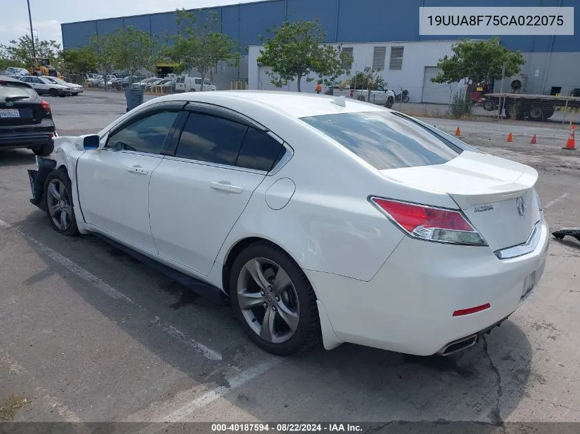 2012 Acura Tl 3.5 VIN: 19UUA8F75CA022075 Lot: 40187594