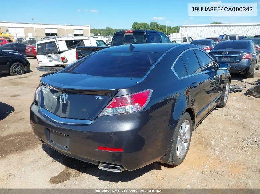 2012 Acura Tl 3.5 VIN: 19UUA8F54CA000342 Lot: 40206756