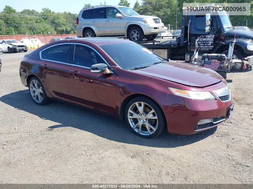 2012 Acura Tl 3.7 VIN: 19UUA9F78CA000965 Lot: 40217033