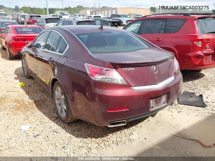 2012 Acura Tl 3.5 VIN: 19UUA8F58CA003275 Lot: 40285209