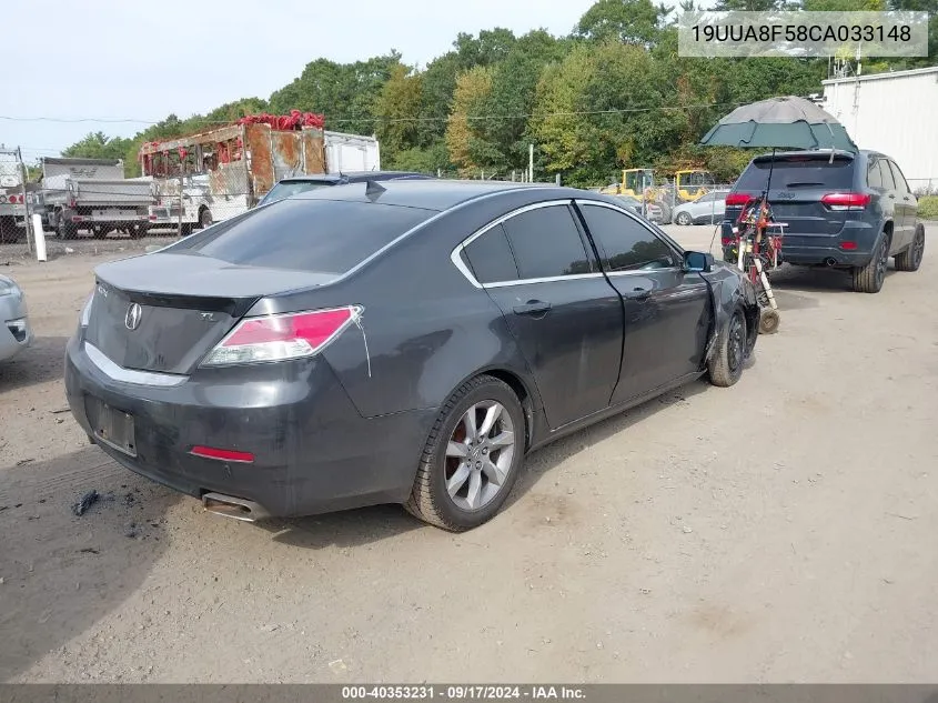 2012 Acura Tl 3.5 VIN: 19UUA8F58CA033148 Lot: 40353231