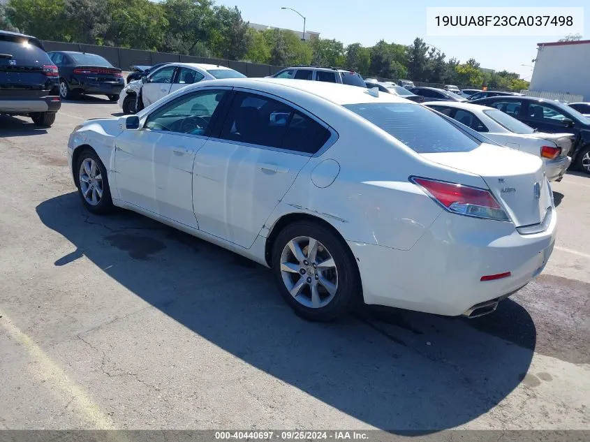 2012 Acura Tl 3.5 VIN: 19UUA8F23CA037498 Lot: 40440697