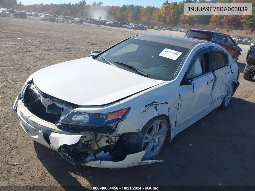 2012 Acura Tl 3.7 VIN: 19UUA9F78CA003039 Lot: 40634456