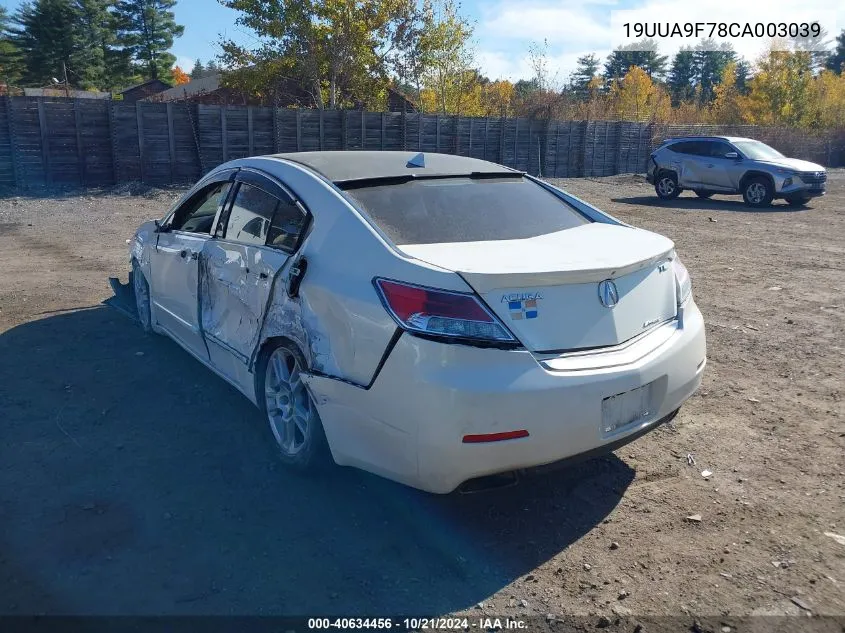 2012 Acura Tl 3.7 VIN: 19UUA9F78CA003039 Lot: 40634456