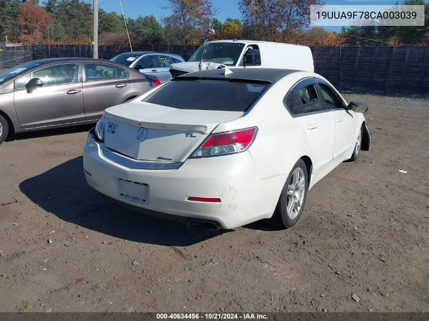 2012 Acura Tl 3.7 VIN: 19UUA9F78CA003039 Lot: 40634456