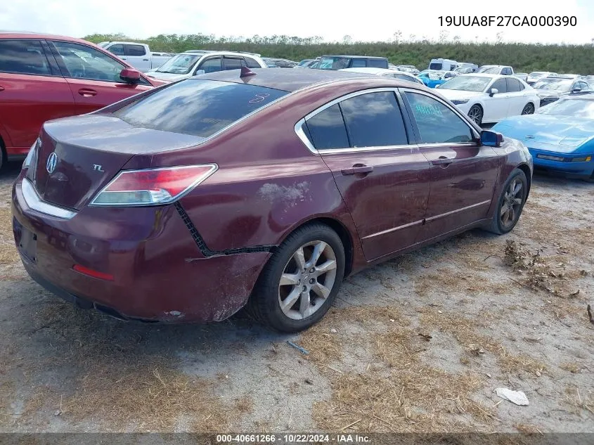 2012 Acura Tl 3.5 VIN: 19UUA8F27CA000390 Lot: 40661266