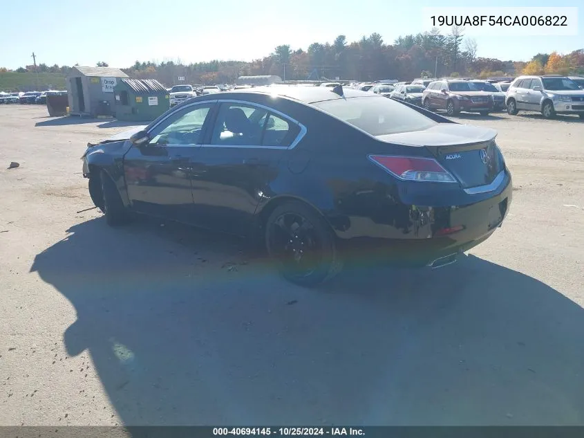 2012 Acura Tl 3.5 VIN: 19UUA8F54CA006822 Lot: 40694145