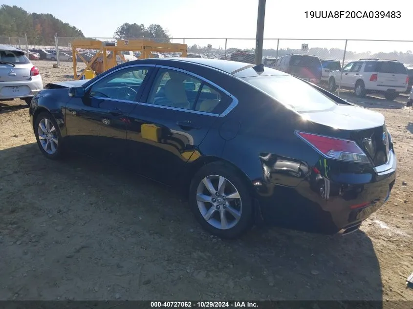 2012 Acura Tl 3.5 VIN: 19UUA8F20CA039483 Lot: 40727062