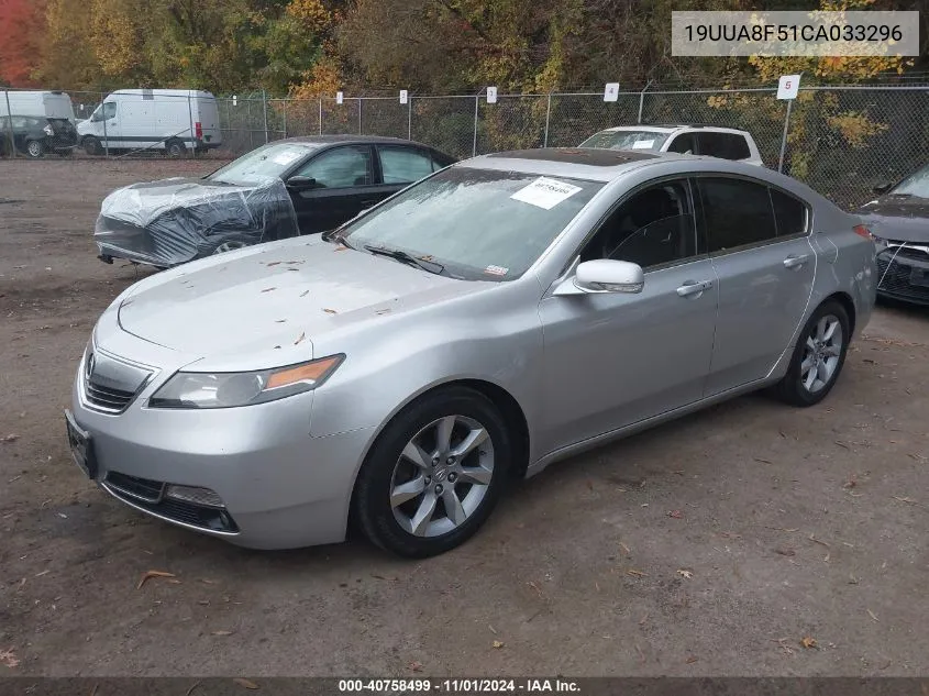 2012 Acura Tl 3.5 VIN: 19UUA8F51CA033296 Lot: 40758499