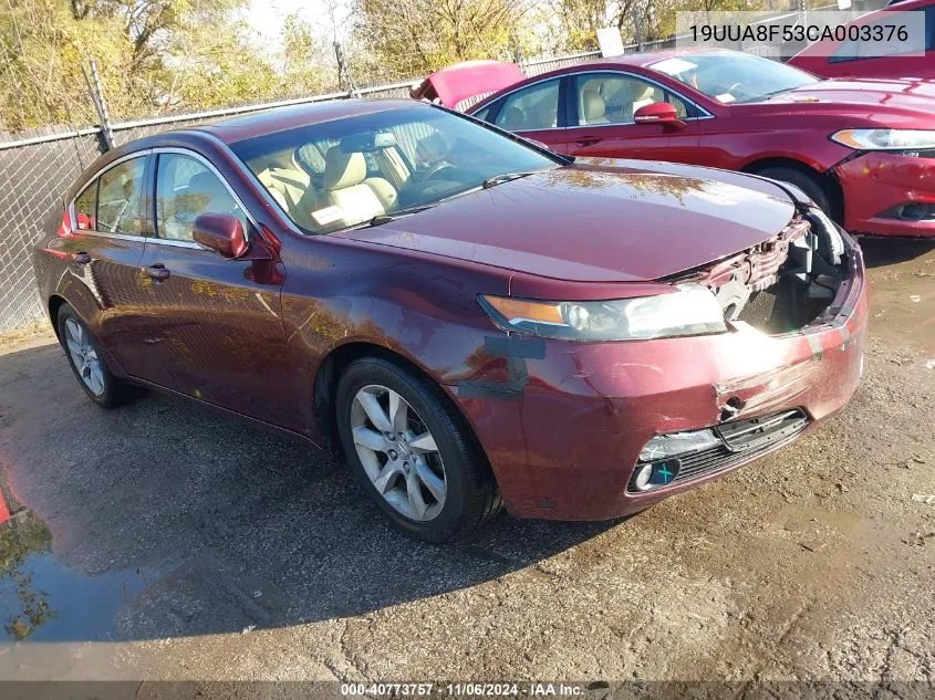 2012 Acura Tl 3.5 VIN: 19UUA8F53CA003376 Lot: 40773757