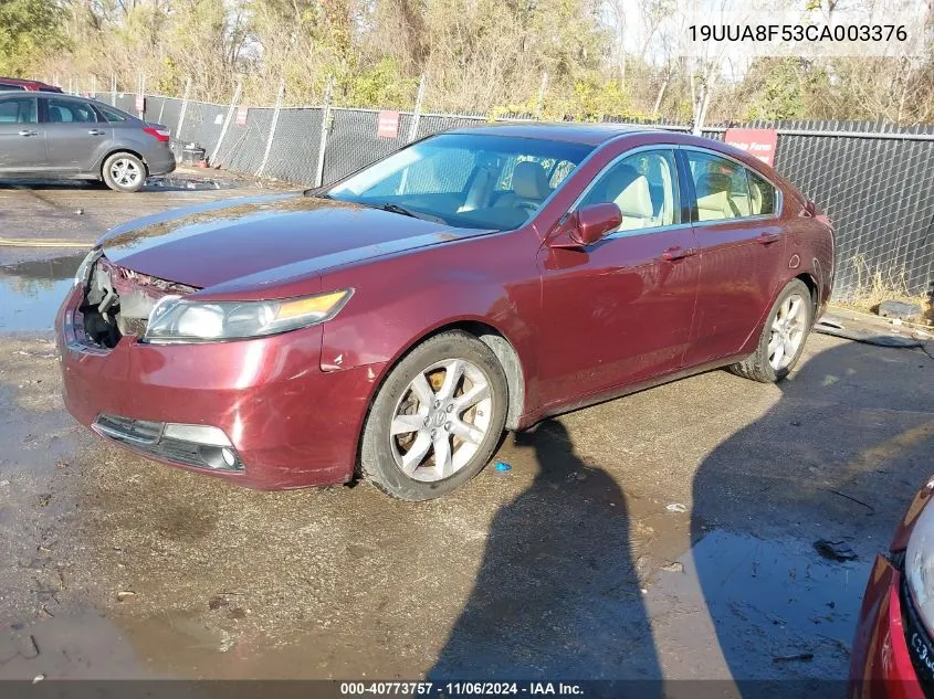 2012 Acura Tl 3.5 VIN: 19UUA8F53CA003376 Lot: 40773757