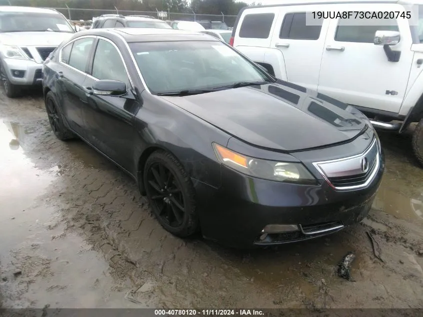 2012 Acura Tl Advance Auto VIN: 19UUA8F73CA020745 Lot: 40780120