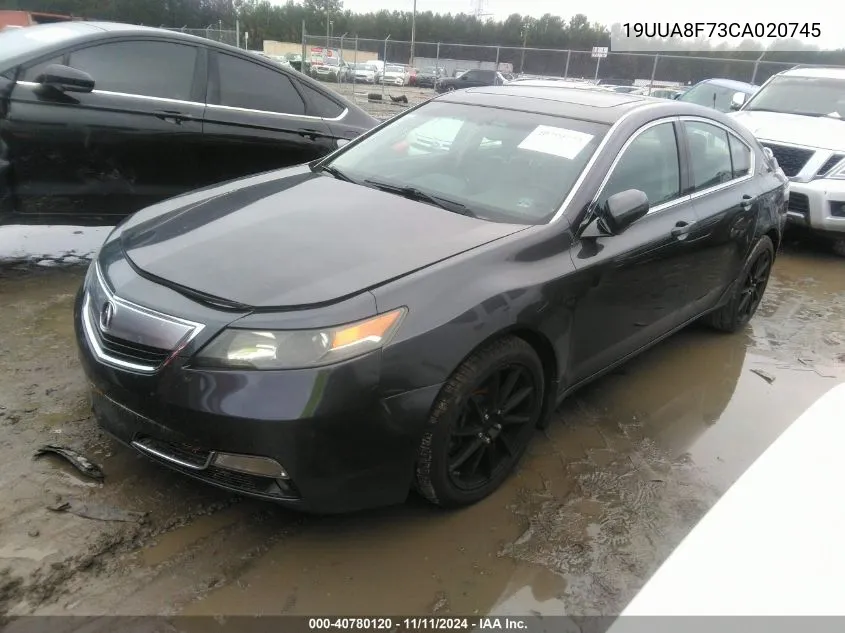 2012 Acura Tl Advance Auto VIN: 19UUA8F73CA020745 Lot: 40780120