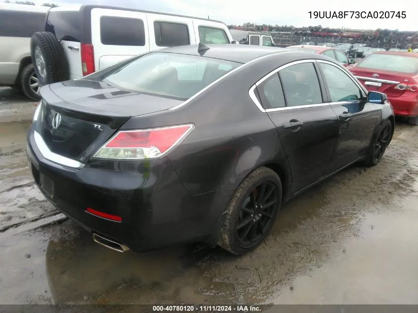 2012 Acura Tl Advance Auto VIN: 19UUA8F73CA020745 Lot: 40780120