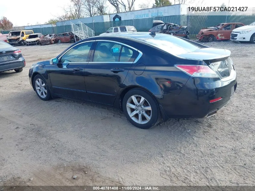 2012 Acura Tl 3.5 VIN: 19UUA8F57CA021427 Lot: 40781408