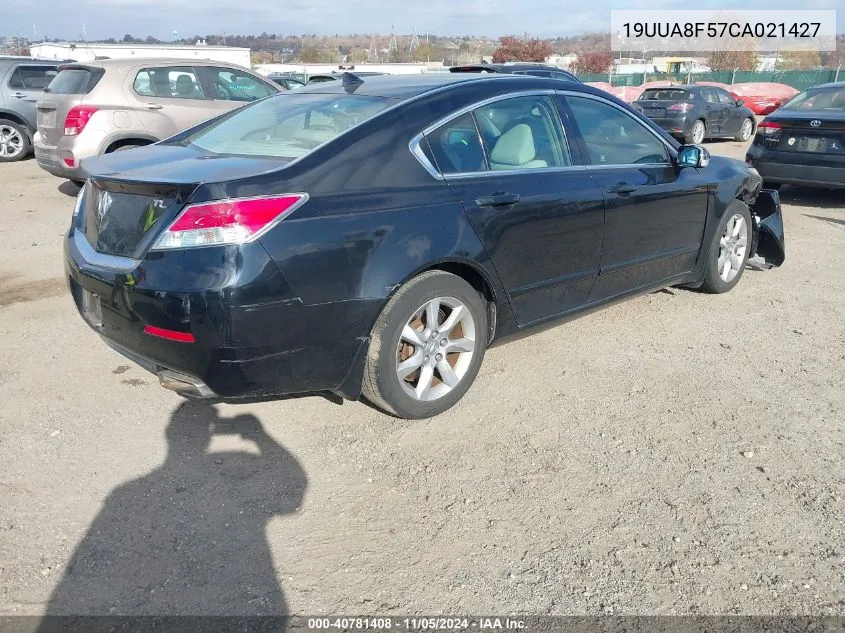 2012 Acura Tl 3.5 VIN: 19UUA8F57CA021427 Lot: 40781408