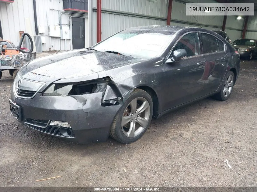 2012 Acura Tl Advance Auto VIN: 19UUA8F78CA034642 Lot: 40790304