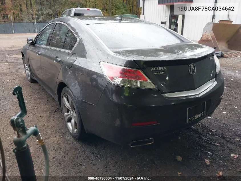 2012 Acura Tl Advance Auto VIN: 19UUA8F78CA034642 Lot: 40790304