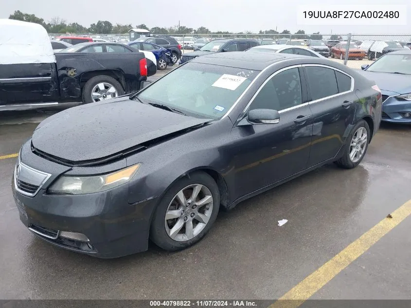 2012 Acura Tl 3.5 VIN: 19UUA8F27CA002480 Lot: 40798822