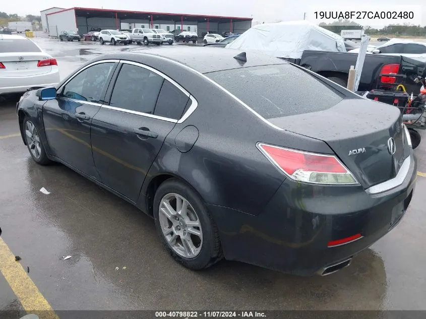 2012 Acura Tl 3.5 VIN: 19UUA8F27CA002480 Lot: 40798822