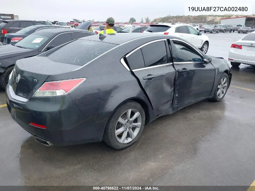 2012 Acura Tl 3.5 VIN: 19UUA8F27CA002480 Lot: 40798822