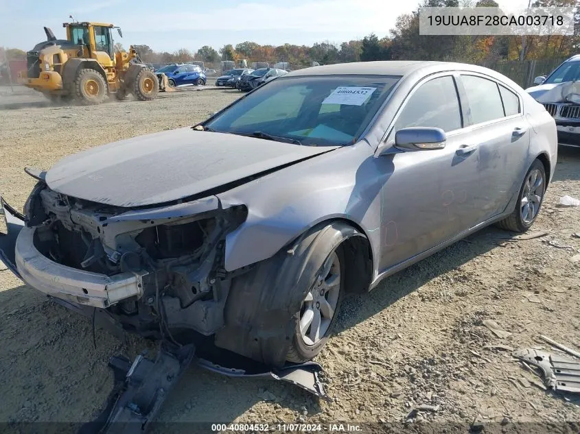 2012 Acura Tl 3.5 VIN: 19UUA8F28CA003718 Lot: 40804532