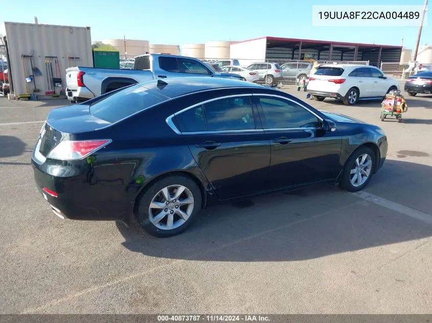 2012 Acura Tl 3.5 VIN: 19UUA8F22CA004489 Lot: 40873787