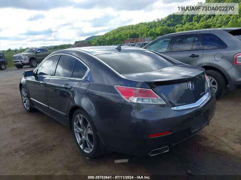 2013 Acura Tl 3.7 VIN: 19UUA9F73DA002270 Lot: 39783641