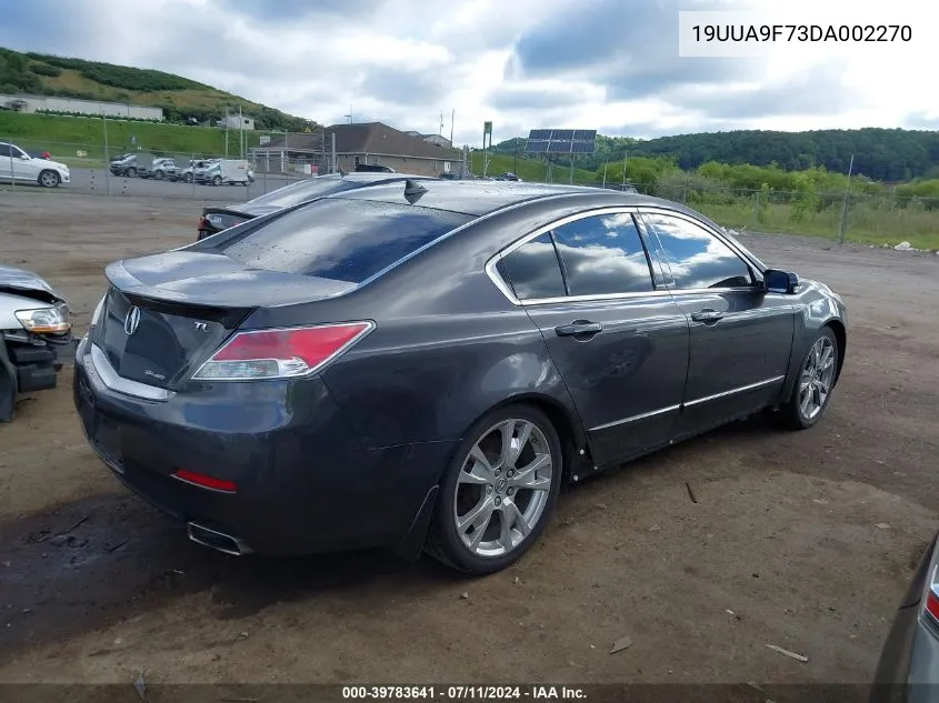 2013 Acura Tl 3.7 VIN: 19UUA9F73DA002270 Lot: 39783641