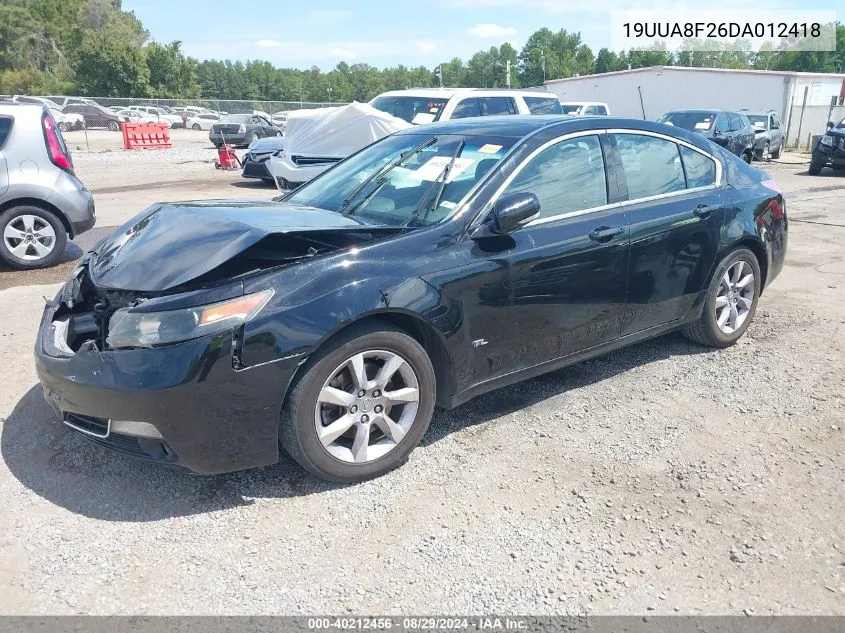 2013 Acura Tl 3.5 VIN: 19UUA8F26DA012418 Lot: 40212456