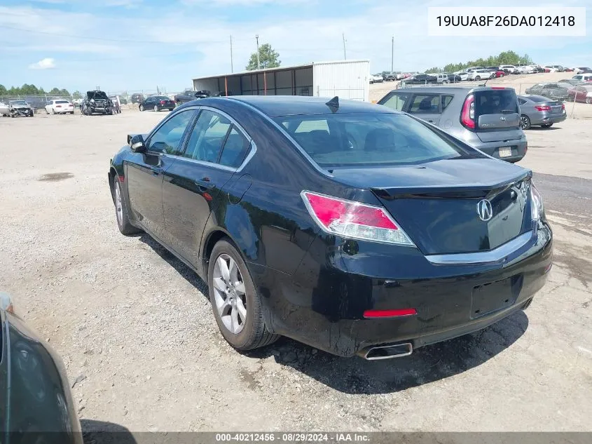 2013 Acura Tl 3.5 VIN: 19UUA8F26DA012418 Lot: 40212456