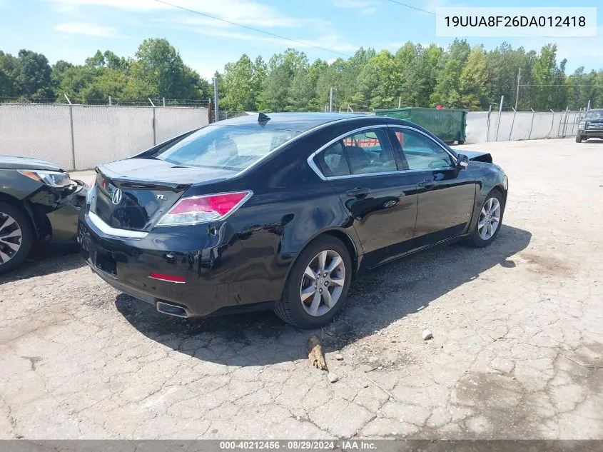 2013 Acura Tl 3.5 VIN: 19UUA8F26DA012418 Lot: 40212456