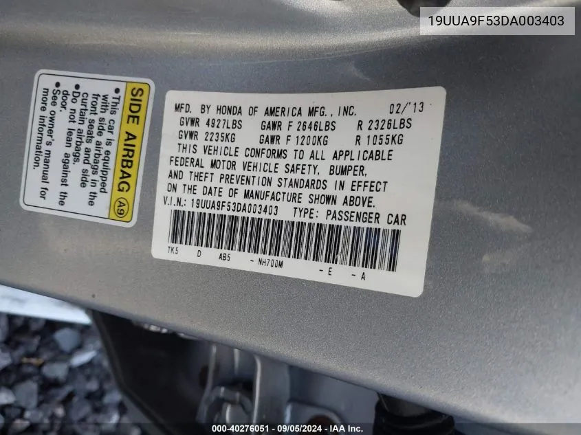 19UUA9F53DA003403 2013 Acura Tl 3.7