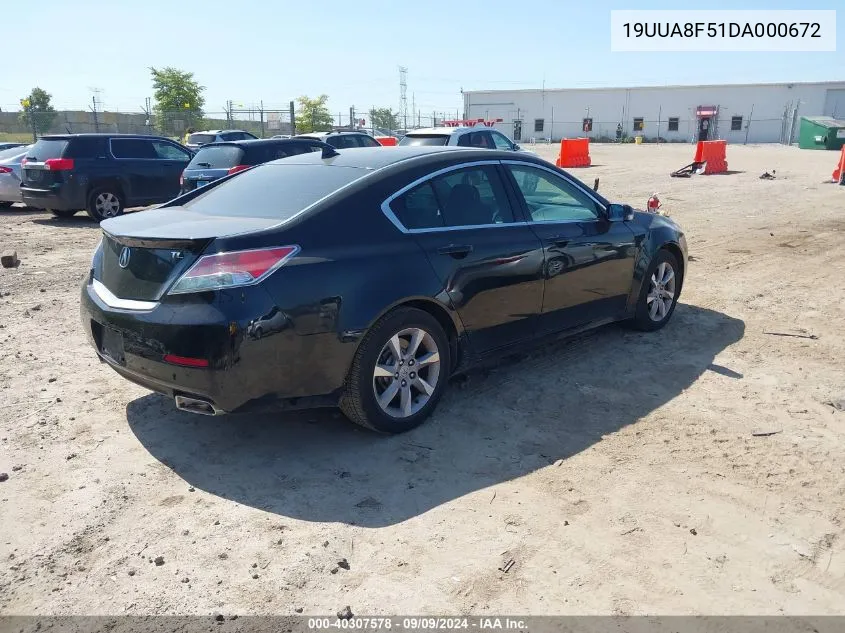 2013 Acura Tl 3.5 VIN: 19UUA8F51DA000672 Lot: 40307578