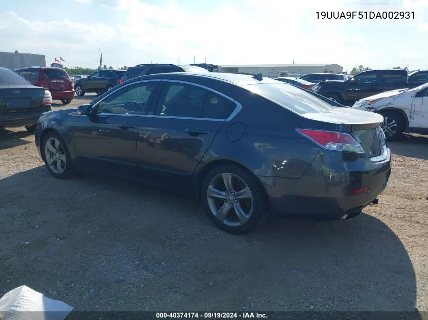 2013 Acura Tl 3.7 VIN: 19UUA9F51DA002931 Lot: 40374174