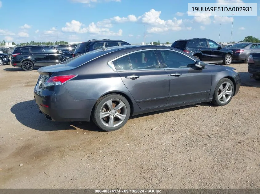 2013 Acura Tl 3.7 VIN: 19UUA9F51DA002931 Lot: 40374174