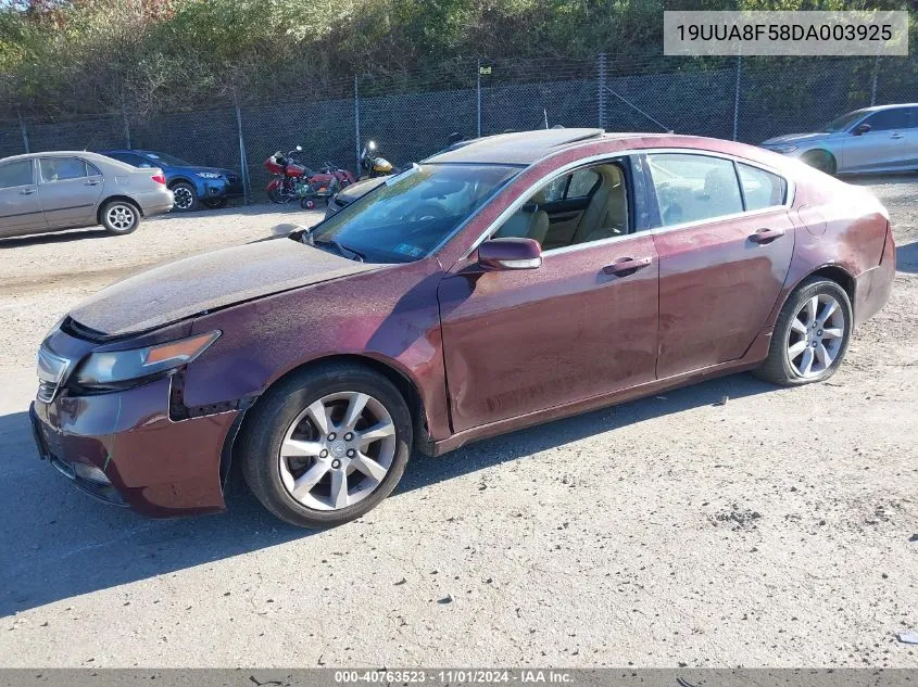 2013 Acura Tl 3.5 VIN: 19UUA8F58DA003925 Lot: 40763523