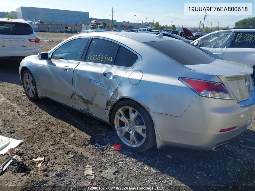 2014 Acura Tl VIN: 19UUA9F76EA800618 Lot: 12008137