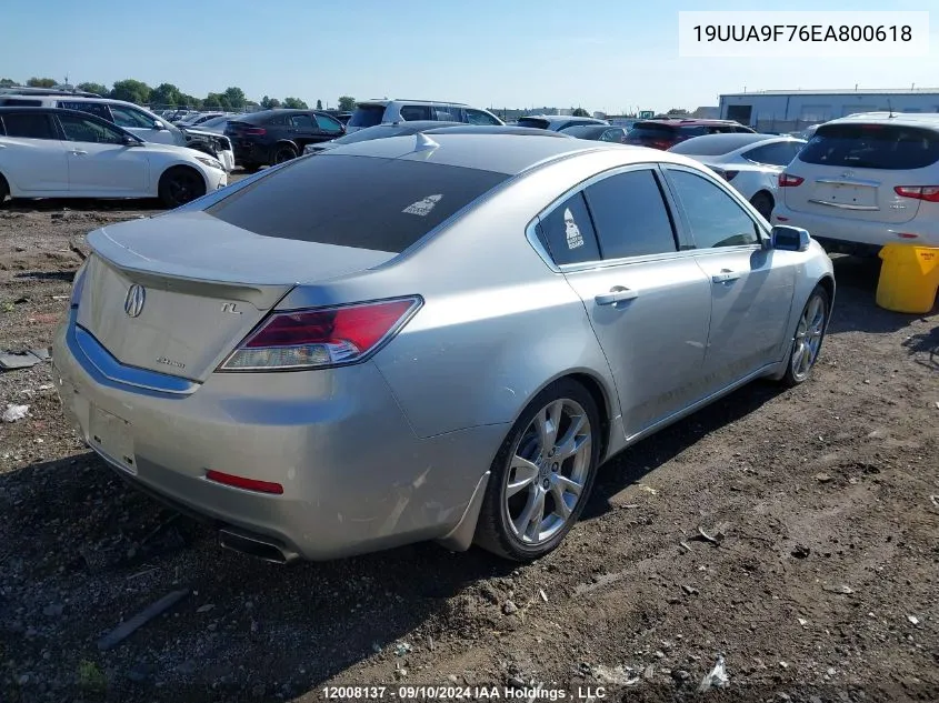 2014 Acura Tl VIN: 19UUA9F76EA800618 Lot: 12008137