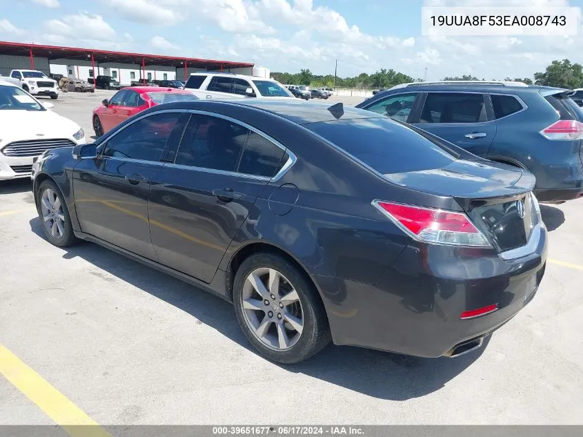 2014 Acura Tl 3.5 VIN: 19UUA8F53EA008743 Lot: 39651677