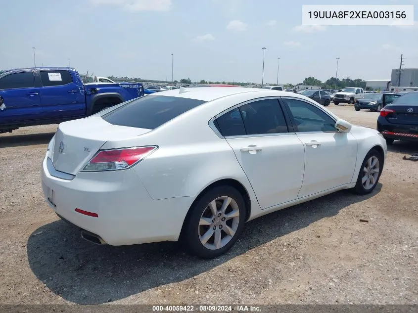 2014 Acura Tl 3.5 VIN: 19UUA8F2XEA003156 Lot: 40059422