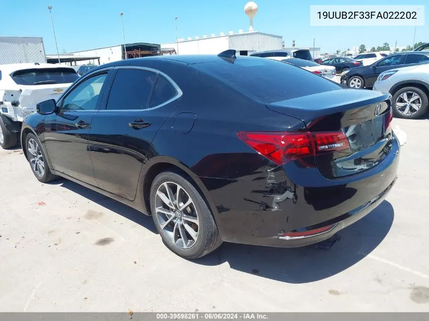 2015 Acura Tlx V6 VIN: 19UUB2F33FA022202 Lot: 39598261