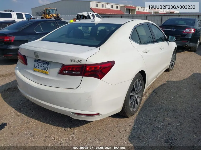 2016 Acura Tlx V6 VIN: 19UUB2F33GA003232 Lot: 39998177