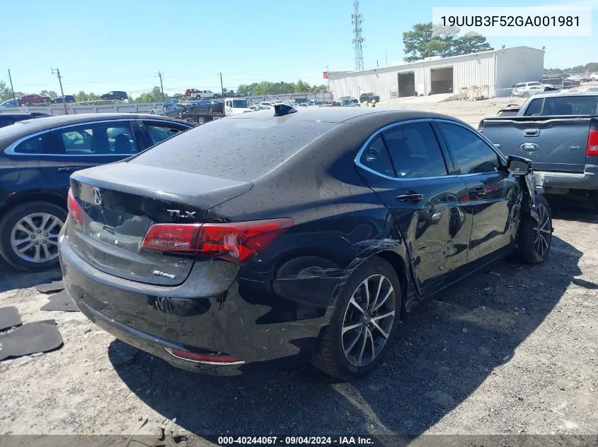 2016 Acura Tlx V6 Tech VIN: 19UUB3F52GA001981 Lot: 40244067