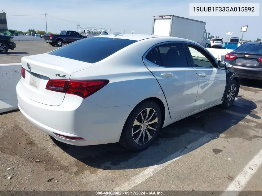 2016 Acura Tlx VIN: 19UUB1F33GA015892 Lot: 40360982