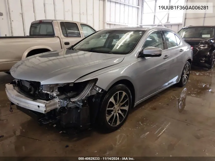 2016 Acura Tlx VIN: 19UUB1F36GA006281 Lot: 40829233